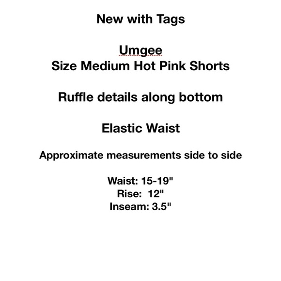 Umgee Pink High Waist Women's Shorts Ruffle trim Oversized Medium - Picture 13 of 13